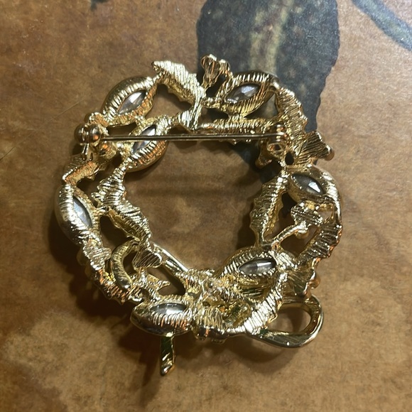 Holiday Holly Wreath Pin - Picture 2 of 3